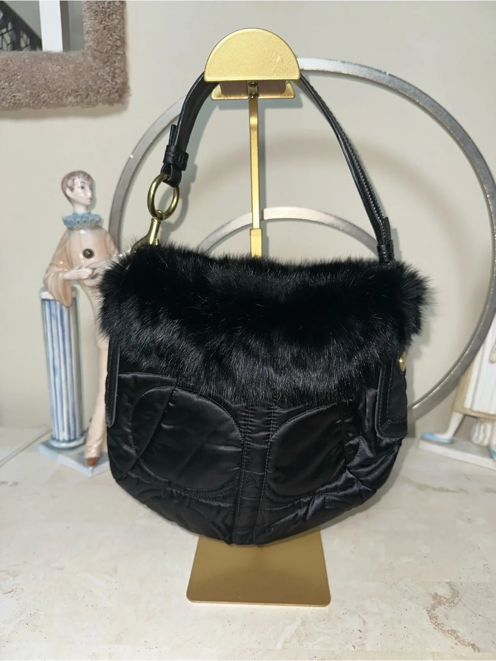 Coach Rabbit Fur Trim Hobo Bag - Women - Picture 2 of 10